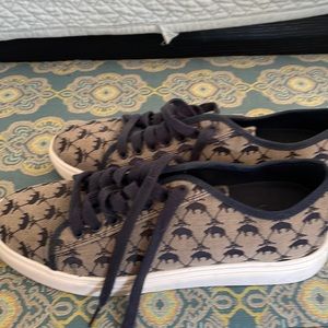 Brooks Brothers Men’s logo sneakers. Blue and Gray.  Hardly worn.  Size 10.